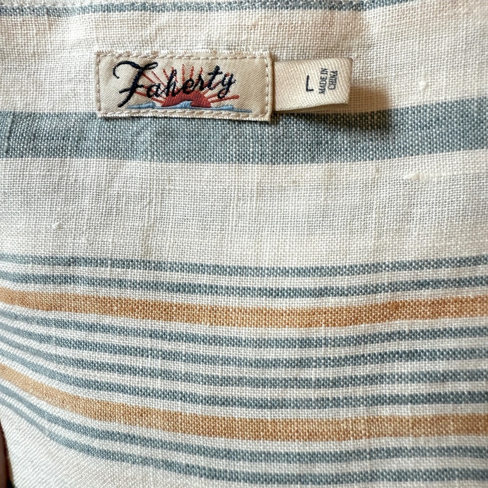 Faherty Beach Days Rialto Tunic Striped Linen Dress Luciano Stripe Size Large - Picture 8 of 11